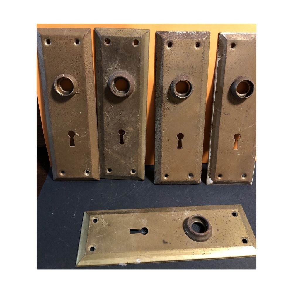 Antique Door Knob‎ Backplates 5pc Craftsman Keyhole Architectural Salvage